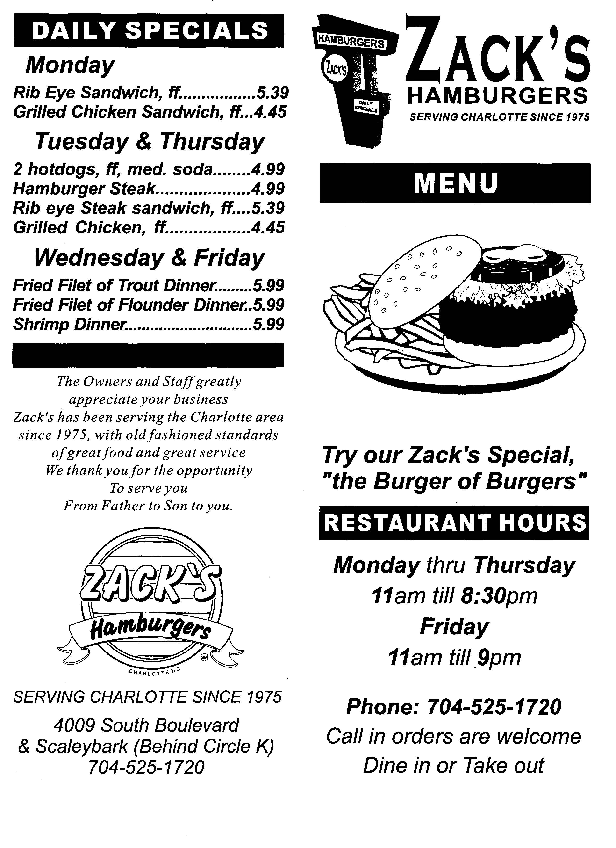 zacks Menu Page one(38269 bytes)